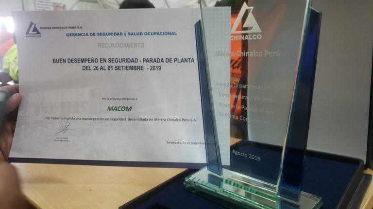 Minera Chinalco del Perú, reconoce a MACOM