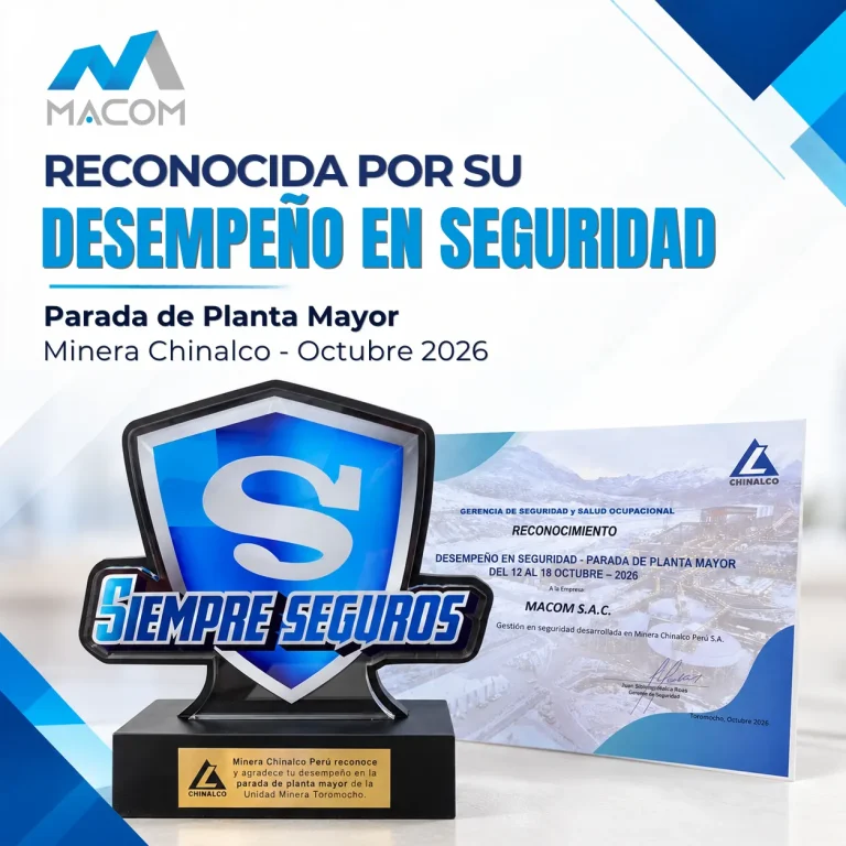 MACOM recibe reconocimiento de Minera Chinalco por su desempeño en seguridad